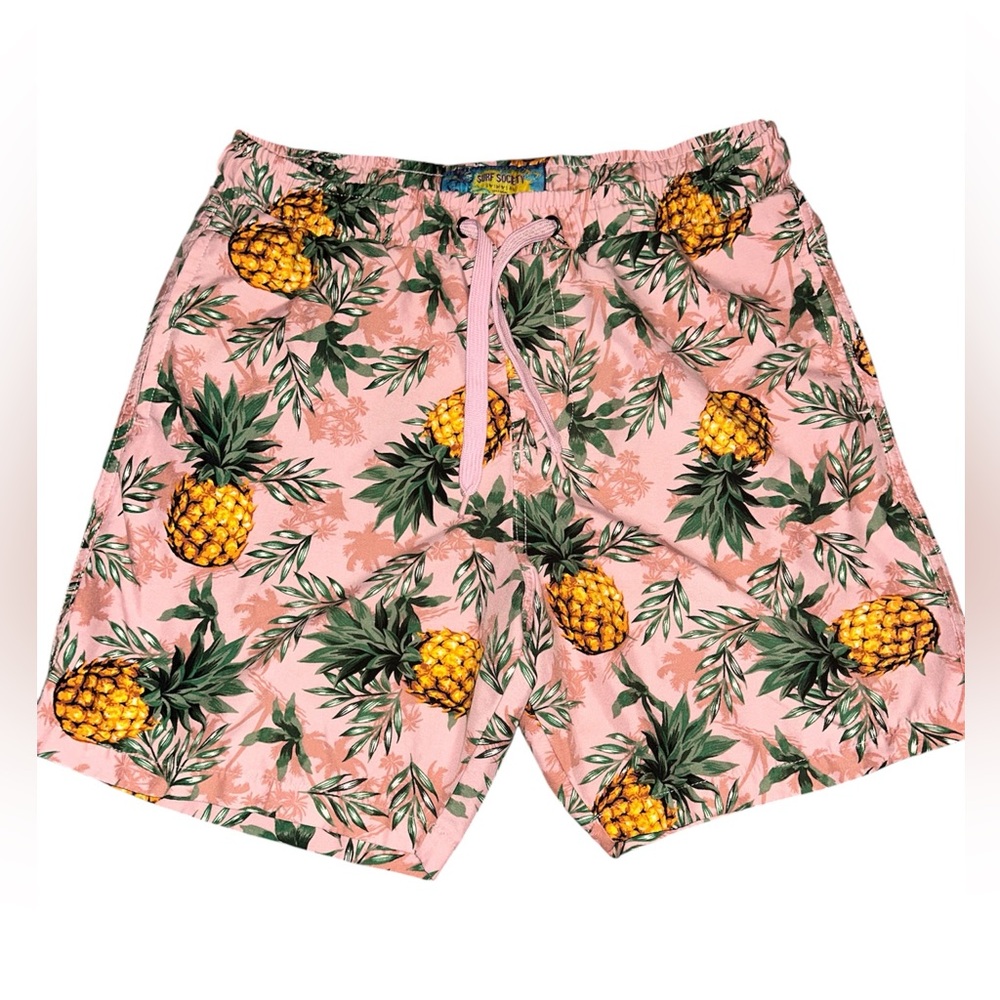 Surf Society Pink Pineapple Print Swim Shorts | medium